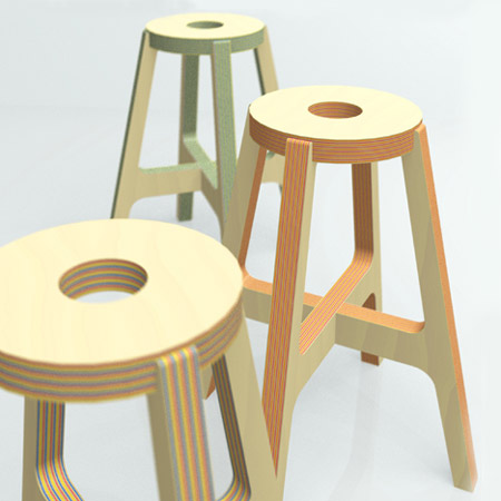Paper-wood stool by Drill Design