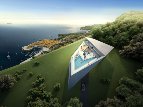 Dezeen_Zaha_Hadid_Architects_Dubrovnik_Rock01 Prototype villa for golf and spa club, Dubrovnik by Zaha Hadid Architects
