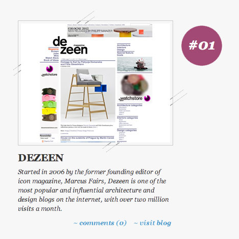 Dezeen named #01 design blog– Best Blogs