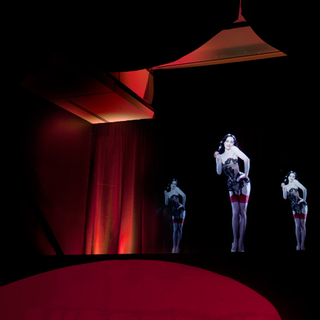 Dita Von Teese hologram by Musion for Christian Louboutin at the Design Museum