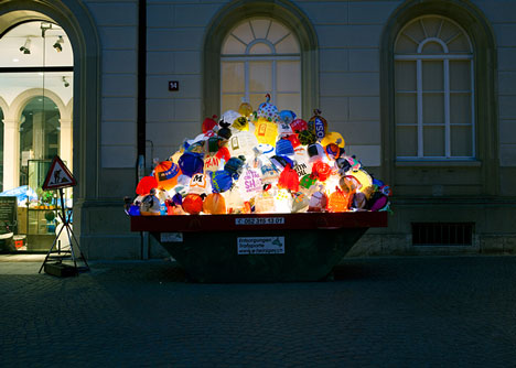 Plastic Garbage Guarding the Museum by Luzinterruptus