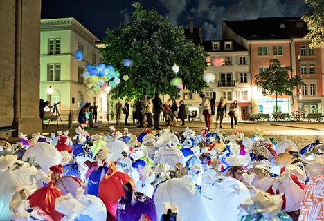 Plastic Garbage Guarding the Museum by Luzinterruptus