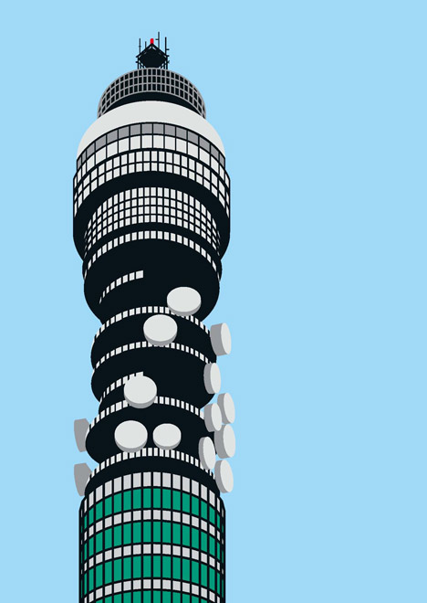 Modernist London Cards and BT Tower print by Stefi Orazi at Dezeen Super Store Modernist London Cards and BT Tower print by Stefi Orazi at Dezeen Super Store