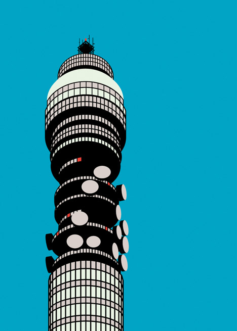 Modernist London Cards and BT Tower print by Stefi Orazi at Dezeen Super Store Modernist London Cards and BT Tower print by Stefi Orazi at Dezeen Super Store