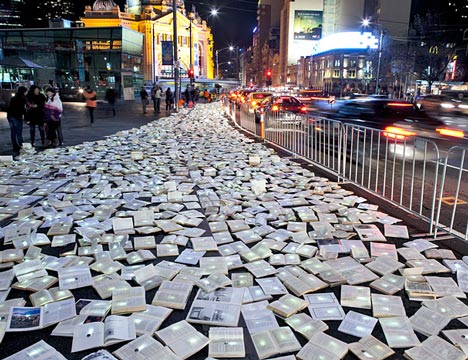 Literature Versus Traffic by Luzinterruptus
