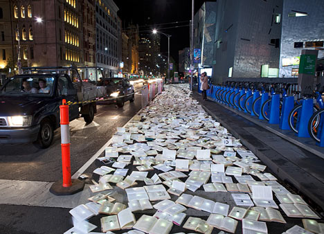 Literature Versus Traffic by Luzinterruptus