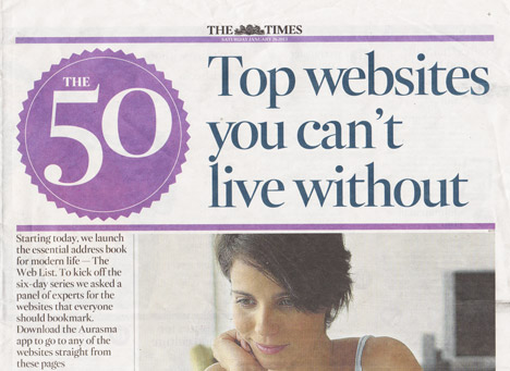 Dezeen in The Times' 50 top websites you can't live without