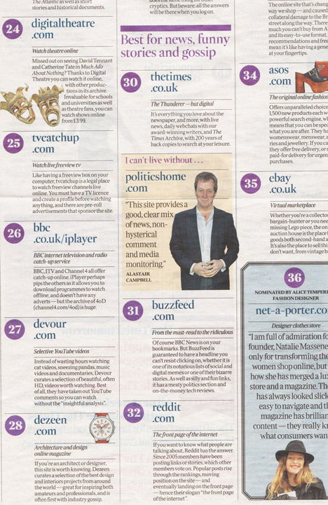 Dezeen in The Times' 50 top websites you can't live without