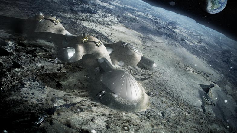 3D printed building on moon by Foster + Partners
