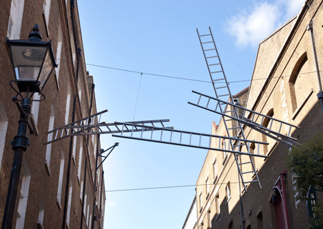 "My ladders provide an imaginative route across the road" - Gitta Gschwentdner "My ladders provide an imaginative route across the road" - Gitta Gschwentdner
