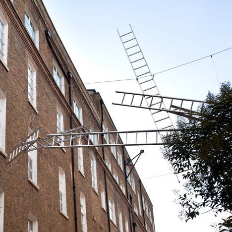"My ladders provide an imaginative route across the road" - Gitta Gschwentdner "My ladders provide an imaginative route across the road" - Gitta Gschwentdner