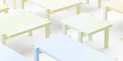 Colored-pencil table by Nendo