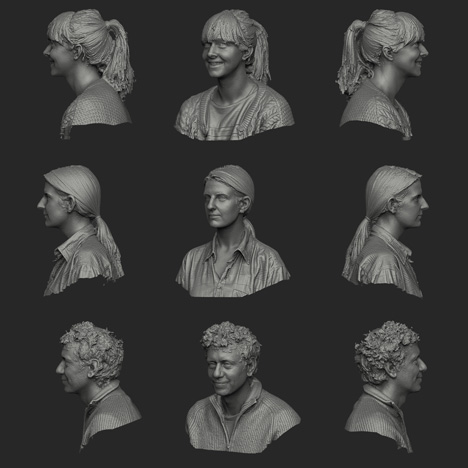 3D printed heads of the Print Shift team for Dezeen by Sample and Hold and Inition 3D printed heads of the Print Shift team for Dezeen by Sample and Hold and Inition