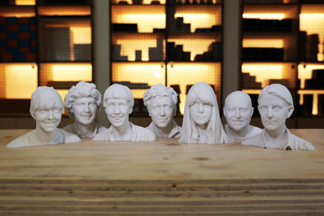 3D printed heads of the Print Shift team for Dezeen by Sample and Hold and Inition 3D printed heads of the Print Shift team for Dezeen by Sample and Hold and Inition