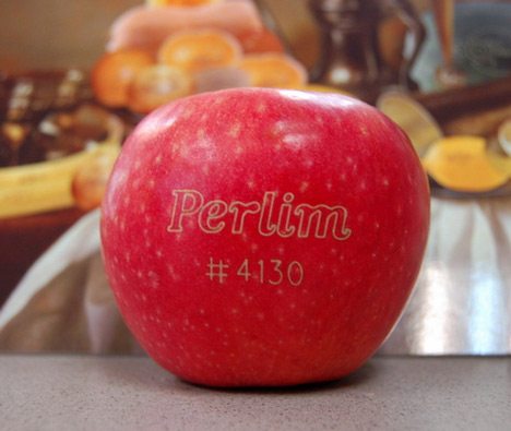 Laser tattoos to replace sticky labels on fruit Laser tattoos to replace sticky labels on fruit
