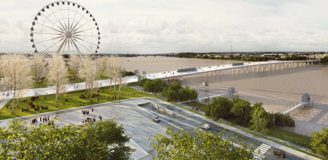 OMA bridge with pedestrian boulevard in final round of Bordeaux competition OMA bridge with pedestrian boulevard in final round of Bordeaux competition