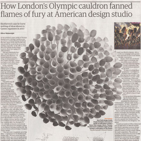Thomas Heatherwick rejects claims that Olympic cauldron is a copy as "spurious nonsens"