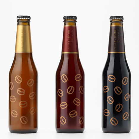 Coffee Beer bottle stickers by Nendo
