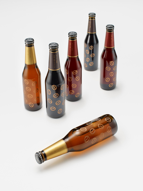 Coffee Beer bottle stickers by Nendo