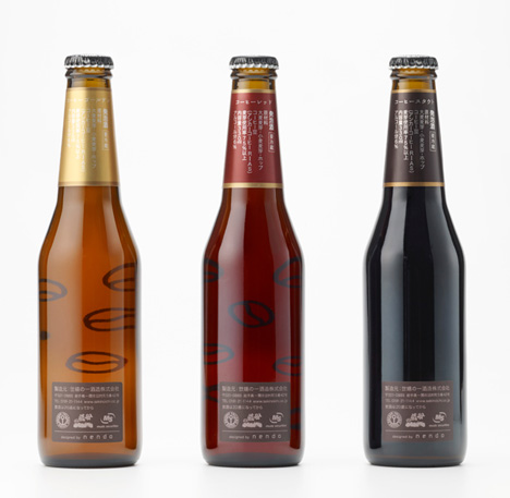 Coffee Beer bottle stickers by Nendo