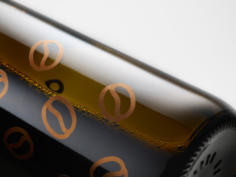 Coffee Beer bottle stickers by Nendo