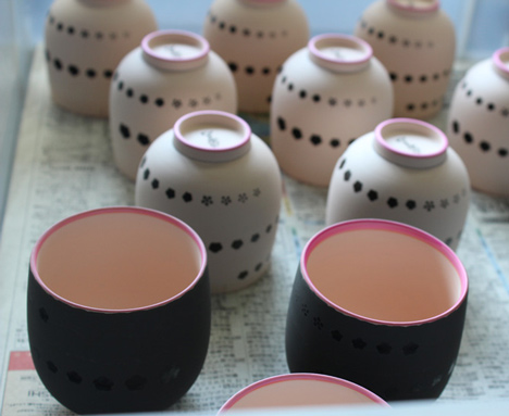 Patterned porcelain ceramics by Nendo