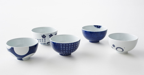 Patterned porcelain ceramics by Nendo