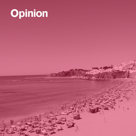 The beach is part of the very same landscape as the city