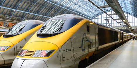 Eurostar trains at St Pancras station in London