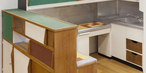 Designing Modern Women 1890–1990 at MoMA Kitchen from the Unité d’Habitation, Marseille, France by Charlotte Perriand with Le Corbusier
