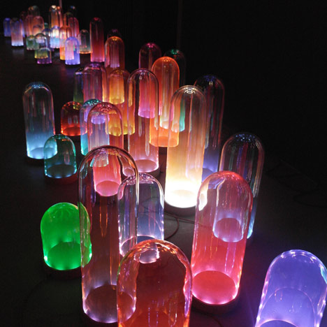 Nola colour-mixing lamps by Studio Drift at Eat Drink Design