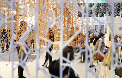 Amass modular space divider by Benjamin Hubert for 100% Design's auditorium