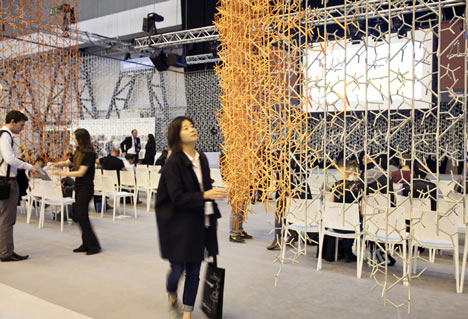 Amass modular space divider by Benjamin Hubert for 100% Design's auditorium