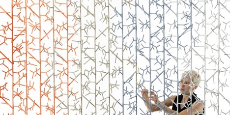 Amass modular space divider by Benjamin Hubert for 100% Design's auditorium