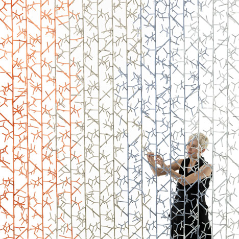 Amass modular space divider by Benjamin Hubert for 100% Design's auditorium