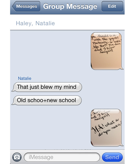 Modern Day Snail Mail calligraphy text messages by Cristina Vanko
