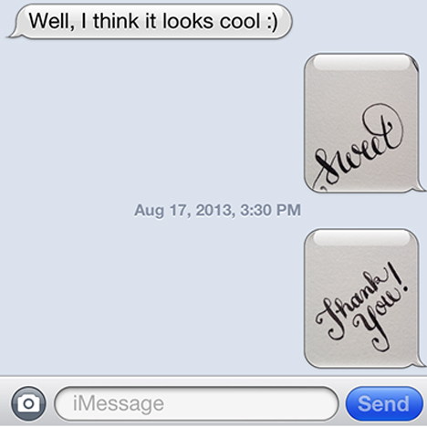 Modern Day Snail Mail calligraphy text messages by Cristina Vanko