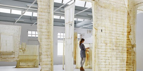 Skinned latex casts of derelict buildings by KNOL Ontwerp