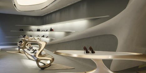 Stuart Weitzman shoe boutique by Zaha Hadid