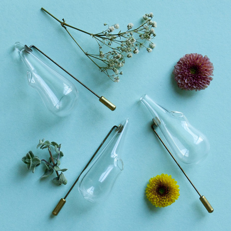 Boutonnière lapel pin vase by Omer Polak