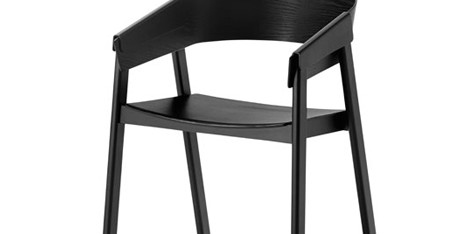 Cover chair with wood folded over the arms by Thomas Bentzen for Muuto