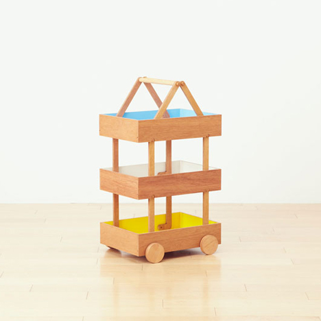 Koloro Wagon stacking wooden storage boxes by Torafu Architects