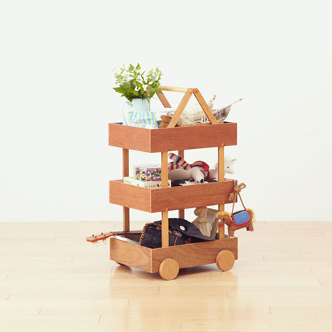 Koloro Wagon stacking wooden storage boxes by Torafu Architects