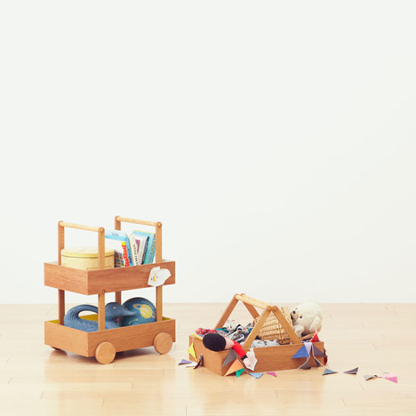 Koloro Wagon stacking wooden storage boxes by Torafu Architects_dezeen_3