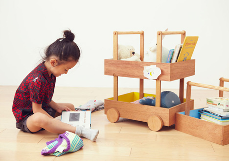 Koloro Wagon stacking wooden storage boxes by Torafu Architects_dezeen_6