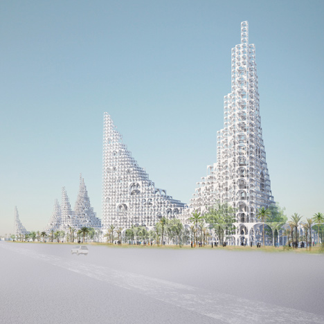 Souk Mirage Particles of Light Out Look Tower concept by Sou Fujimoto