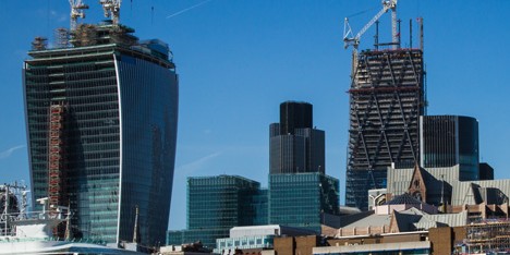 London skyscrapers under construction