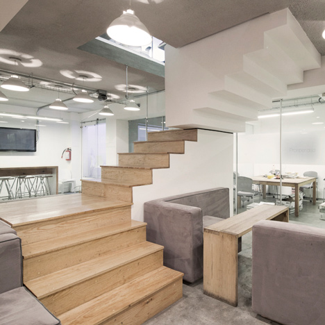 Office in Mexico that centres around its staircase