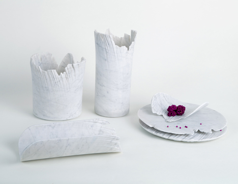 Monolith marble objects by Shira Keret