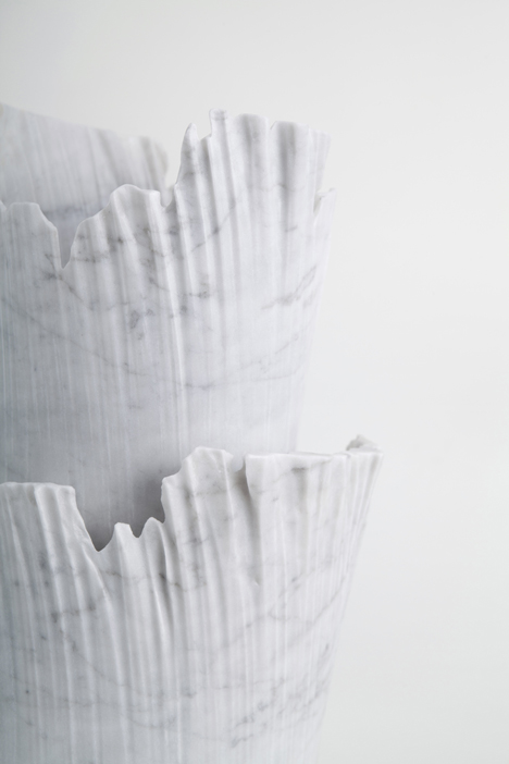 Monolith marble objects by Shira Keret